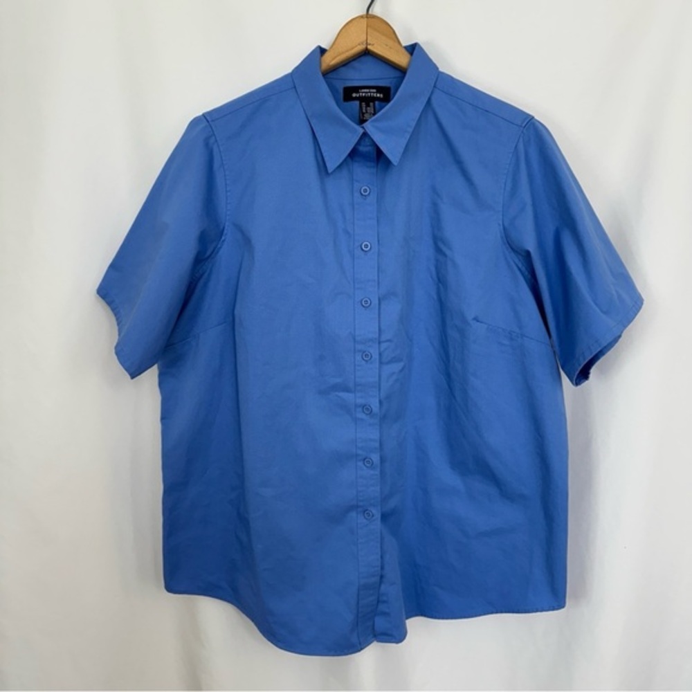 Lands' End Outfitters Polo Shirt Button Up Mens 2XL Collared Blue Casual
